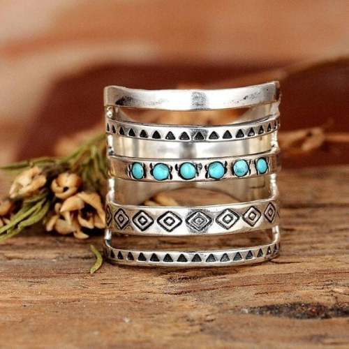 🔥Last Day 75% OFF🎁Bohemian Openwork Carved Turquoise Ring