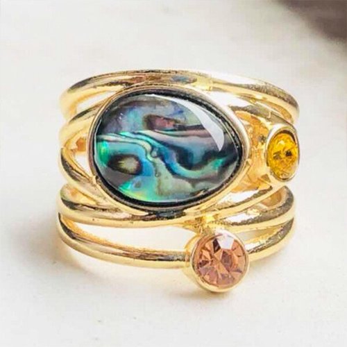Boho Abalone Shell Gold Ring