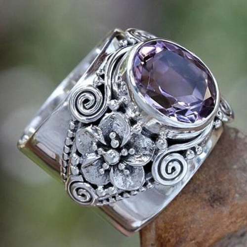 🔥Last Day 75% OFF🎁Floral Faceted Amethyst Ring