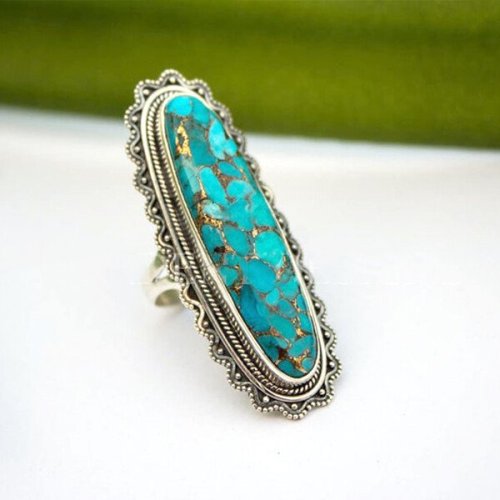 Sterling Silver Vintage Boho Turquoise Ring