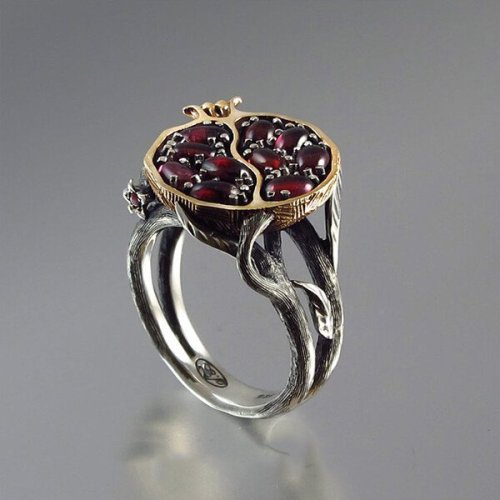 Sterling Silver Pomegranate Silver Ring
