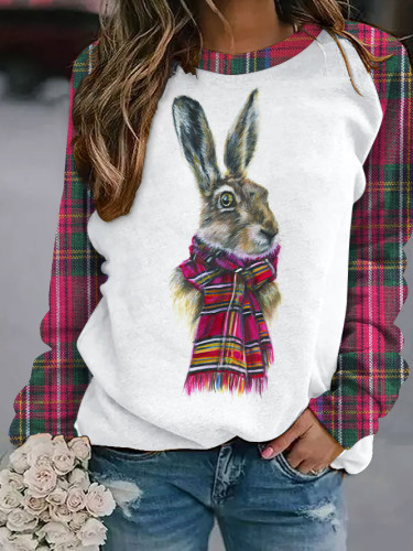 Rabbit Check Print Sweatshirt