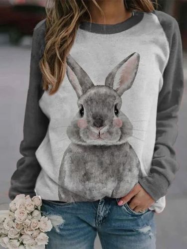 Women's Bunny Print Casual Sweatshirt