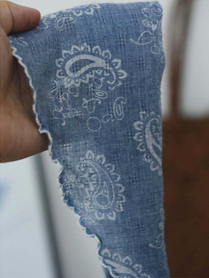 Women's Vintage Cotton Linen Cashew Flower Triangle Scarf