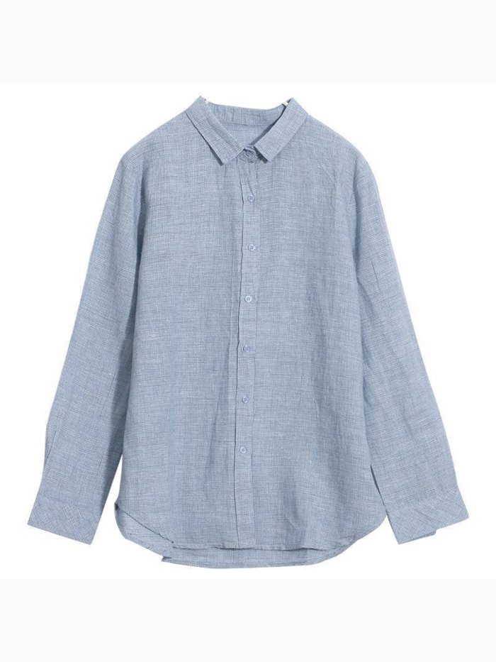 Women's Cotton Linen Embroidered Loose Casual Shirt