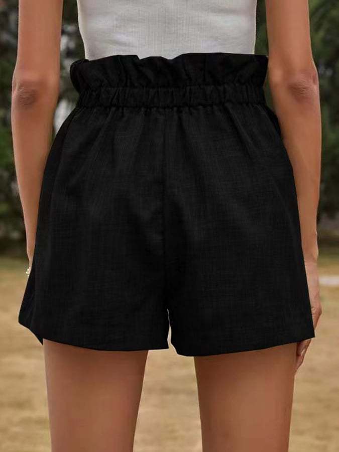 Ladies Spring/Summer High Waist Lace-Up Loose Shorts