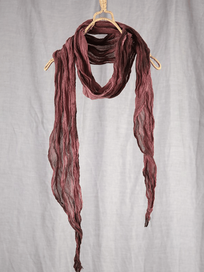 Women's Vintage Cotton Linen Tie-Dye Pleated Silk Scarf