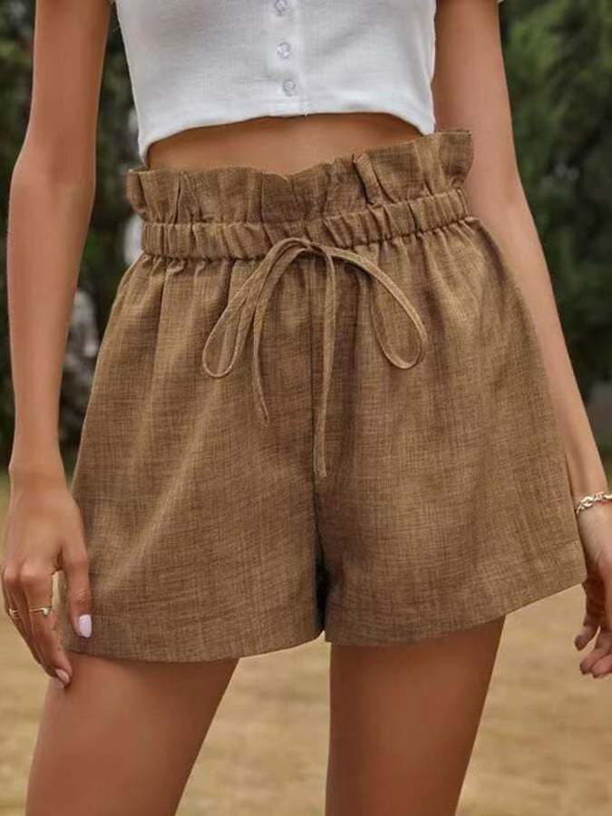 Ladies Spring/Summer High Waist Lace-Up Loose Shorts