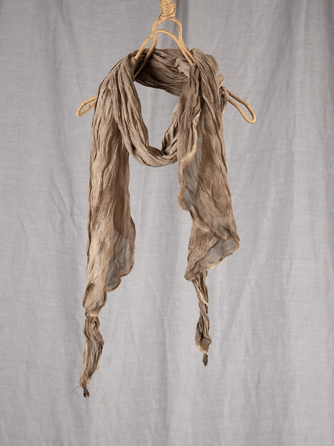 Women's Vintage Cotton Linen Tie-Dye Pleated Silk Scarf