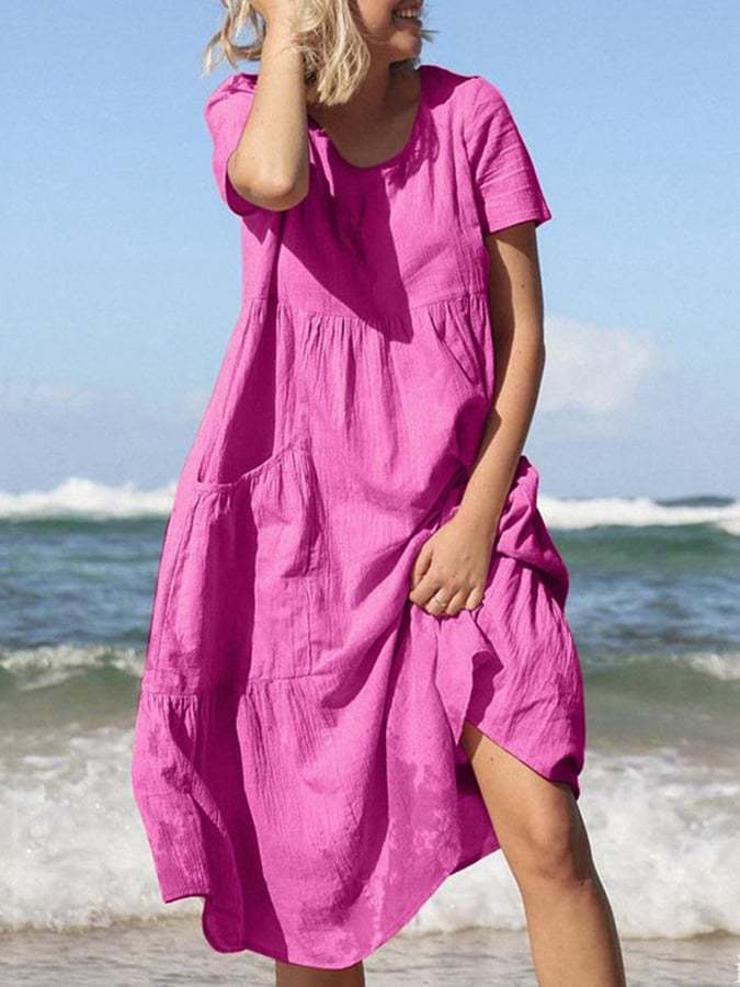 Women's Fashion Simple Casual Loose Swing Dress Beach Skirt