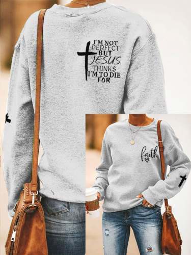 Women's Faith Cross Reversible Print Sweatshirt