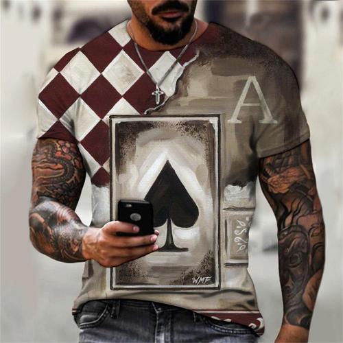 3D Graphic Printed Short Sleeve Shirts Poker A