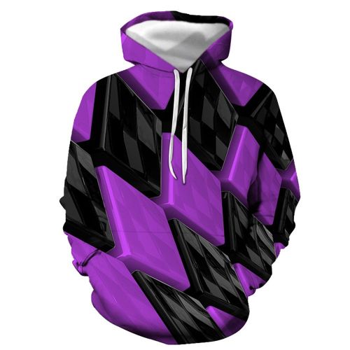 3D Graphic Printed Hoodies Purple And Black