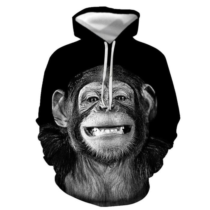 3D Graphic Printed Hoodies Orangutan