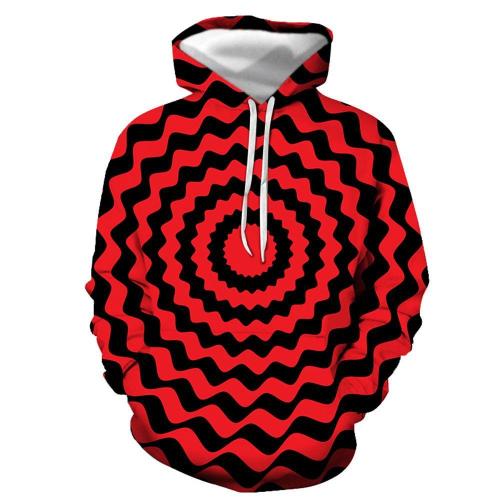 3D Graphic Printed Hoodies Red Ring