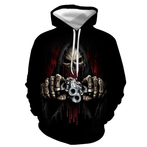 3D Graphic Printed Hoodies Death And Gun