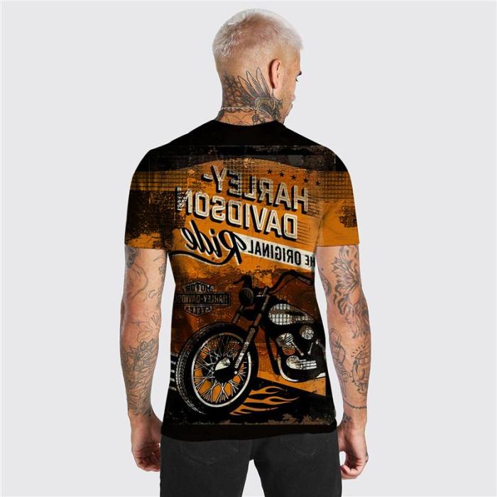 3D Graphic Printed Short Sleeve Shirts motorcycle