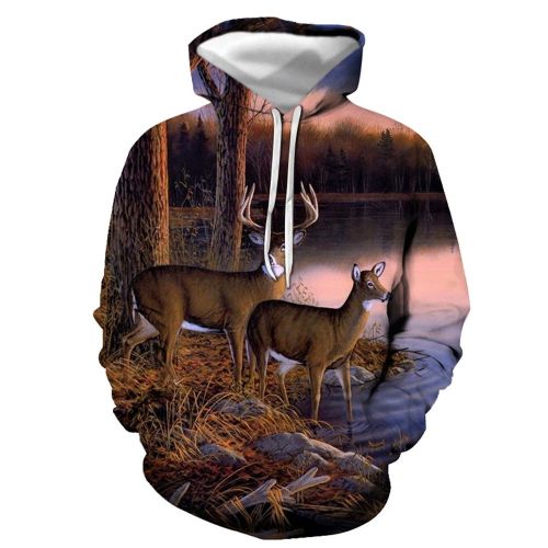 3D Graphic Printed Hoodies Deers
