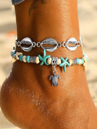 Starfish Turquoise Beach Shell Anklet