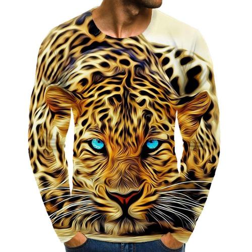 3D Graphic Printed Short Sleeve Shirts Tiger