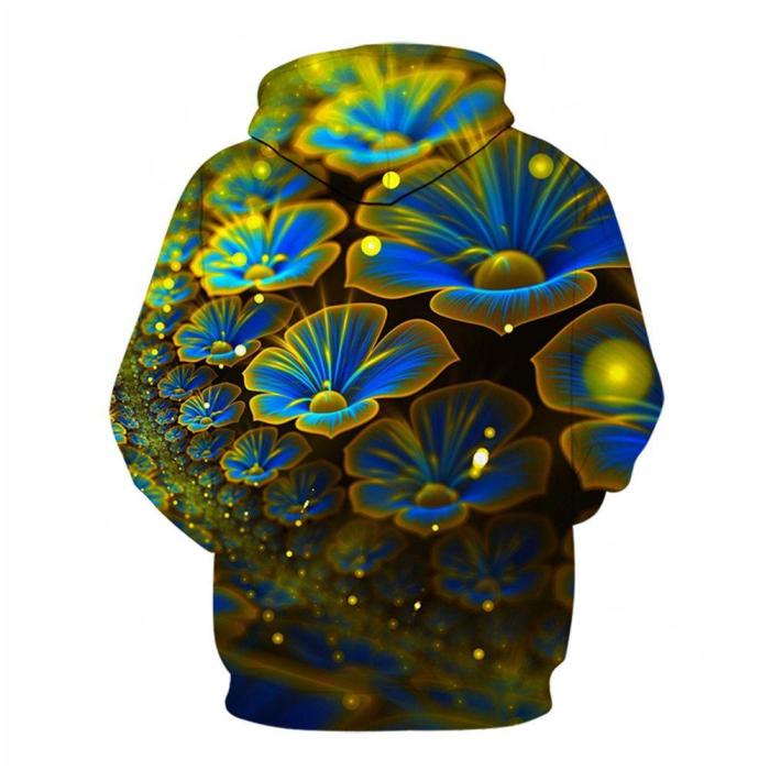 3D Graphic Printed Hoodies Glowing Flower