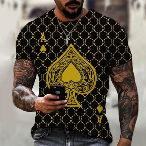 3D Graphic Printed Short Sleeve Shirts Poker Card