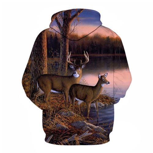 3D Graphic Printed Hoodies Deers