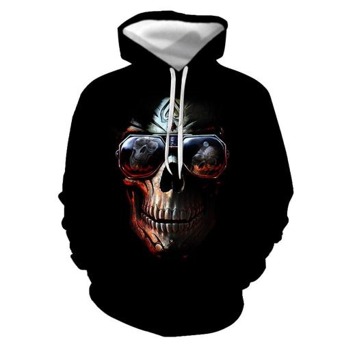 3D Graphic Printed Hoodies The Skull And The Glasses