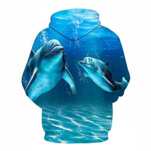 3D Graphic Printed Hoodies Dolphin