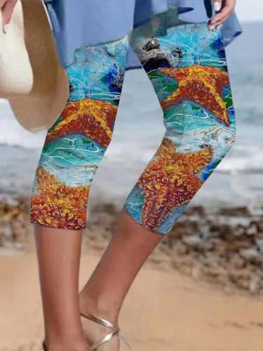 Beach Starfish Print Leggings