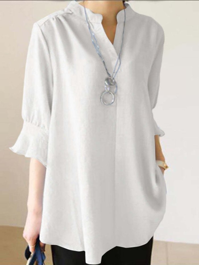 Women's Casual Elegant Pure Color Cotton Shirt