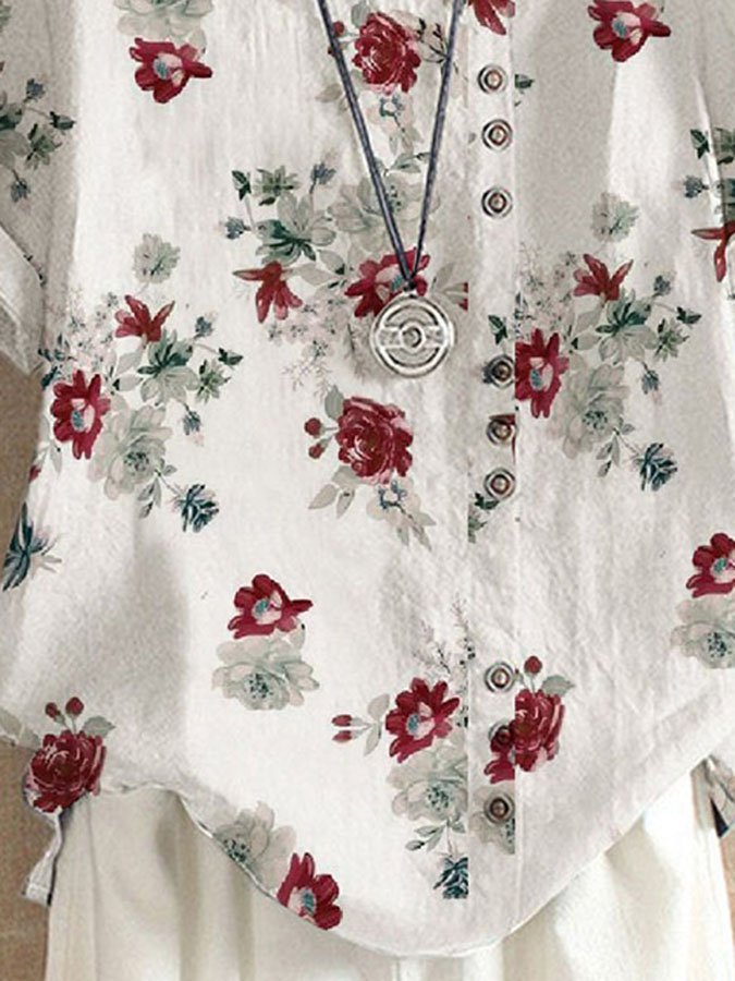 Fashion Floral Short Sleeve Top