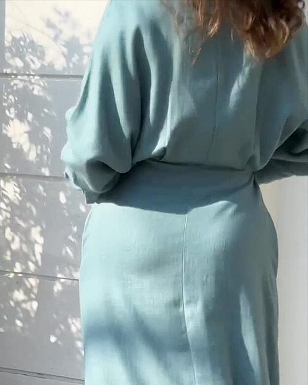 Elegant Commuting Solid Color Long-sleeved Dress