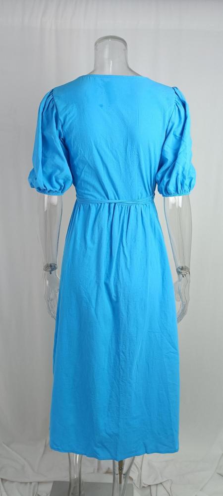 Women's Casual Split Cotton And Linen Dress