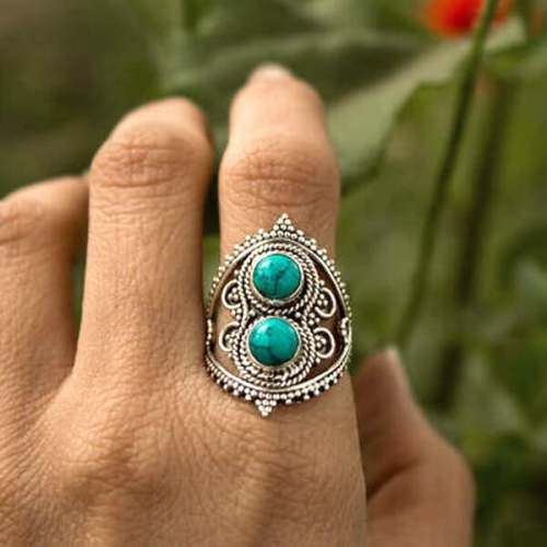 🔥 Last Day Promotion 75% OFF🎁Two Stone Turquoise Silver Ring