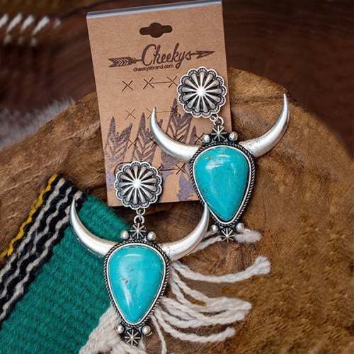 🔥 Last Day Promotion 75% OFF🎁Turquoise bull head earrings