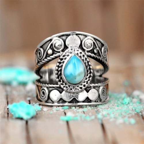 🔥 Last Day Promotion 75% OFF🎁Water drop turquoise openwork ring