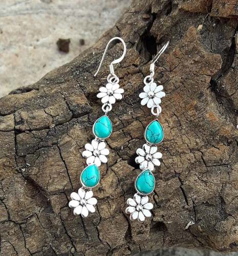 🔥 Last Day Promotion 75% OFF🎁Water Drops Turquoise Flower Earrings