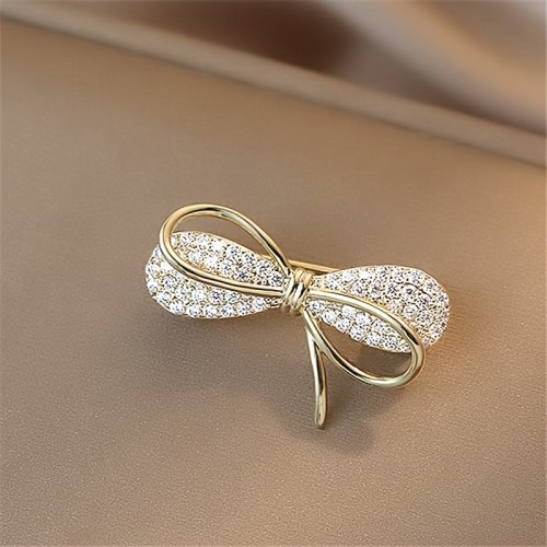 Bowknot Rhinestone Brooch Buckle Women's Exquisite Collar Decoration Buckle Pin Fix Clothes Accessories
