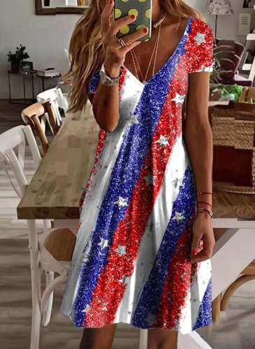 Women's Independence Day Stars Print Dress