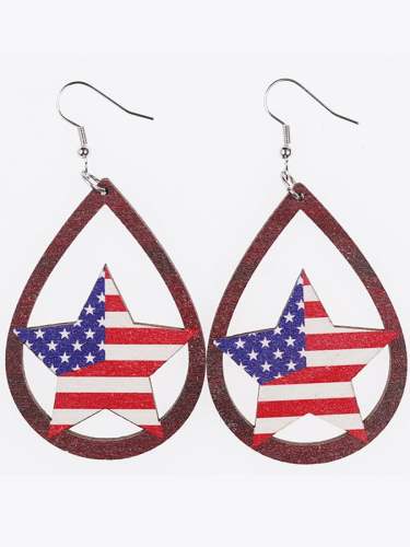 Independence Day Flag Star Drop Earrings