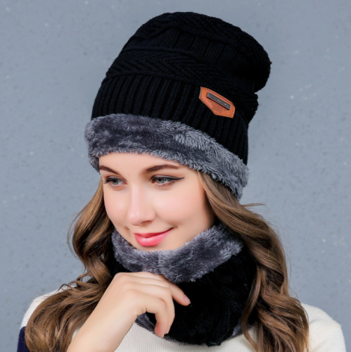 Winter Beanie Hat Scarf Set - Warm Knit Hat（2 Pieces）