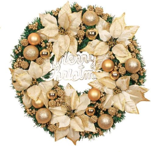 30CM Gold Hanging Christmas Wreath