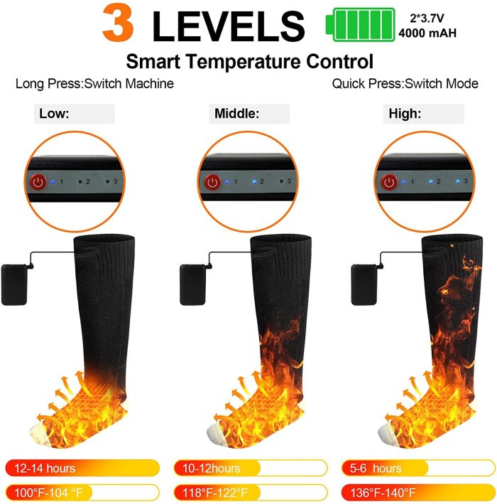Unisex Rechargeable Electric Heated Socks