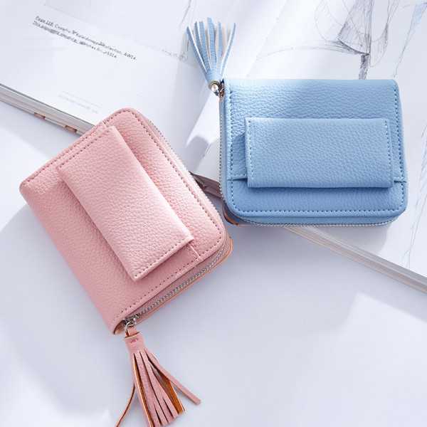 Alkenred Women Short Tassel Women Wallets Multifunction Female Mini Card Holder Purses Ladies Zipper Coin Purse Women Casual Wallet