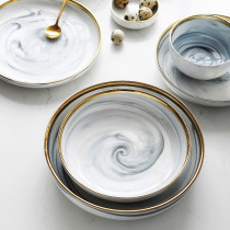 Corzun 1pcs Marble pattern porcelain plate ceramic Dinner Plate tableware dinner set Phnom Penh Exquisite Stroke marble dinnerware