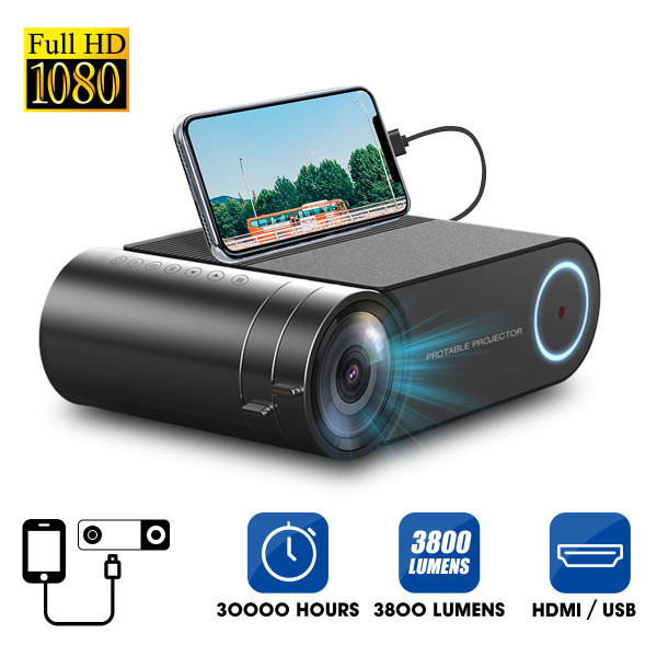 Blankendon 4K 3800 Lumes LED Projector Portable 1080P Full HD Projector Colorful Multimedia Theater HDMI VGA AV USB Outdoor Home