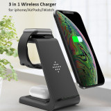 Birkinston 3 in 1 Wireless Charger 10W Fast Charging for iPhone 11 pro/XR/Xs Max/8 Plus for Apple Watch 5 4 3 2 for Airpods with EU Charger