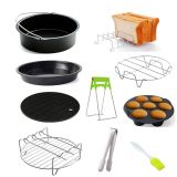 Nopton 2021 New 9pcs/set 6/7/8 Inches Air Fryer Accessories Kitchen Pizza Tray Grill Toast Rack