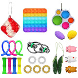 Pelekinco 23PCS Sensory Toy Set Push Pop Bubble Fidget Toys for Adult Kids Anti-stress Hand Toys Decompression Stress Reliever Toy